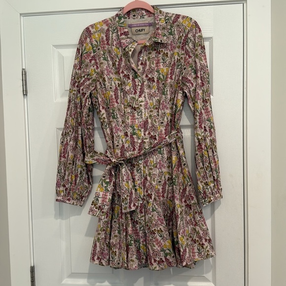 Chufy Forever Patagonia Ushi Mini Dress in Valdes Beige XS Long Sleeve Floral - Picture 7 of 11